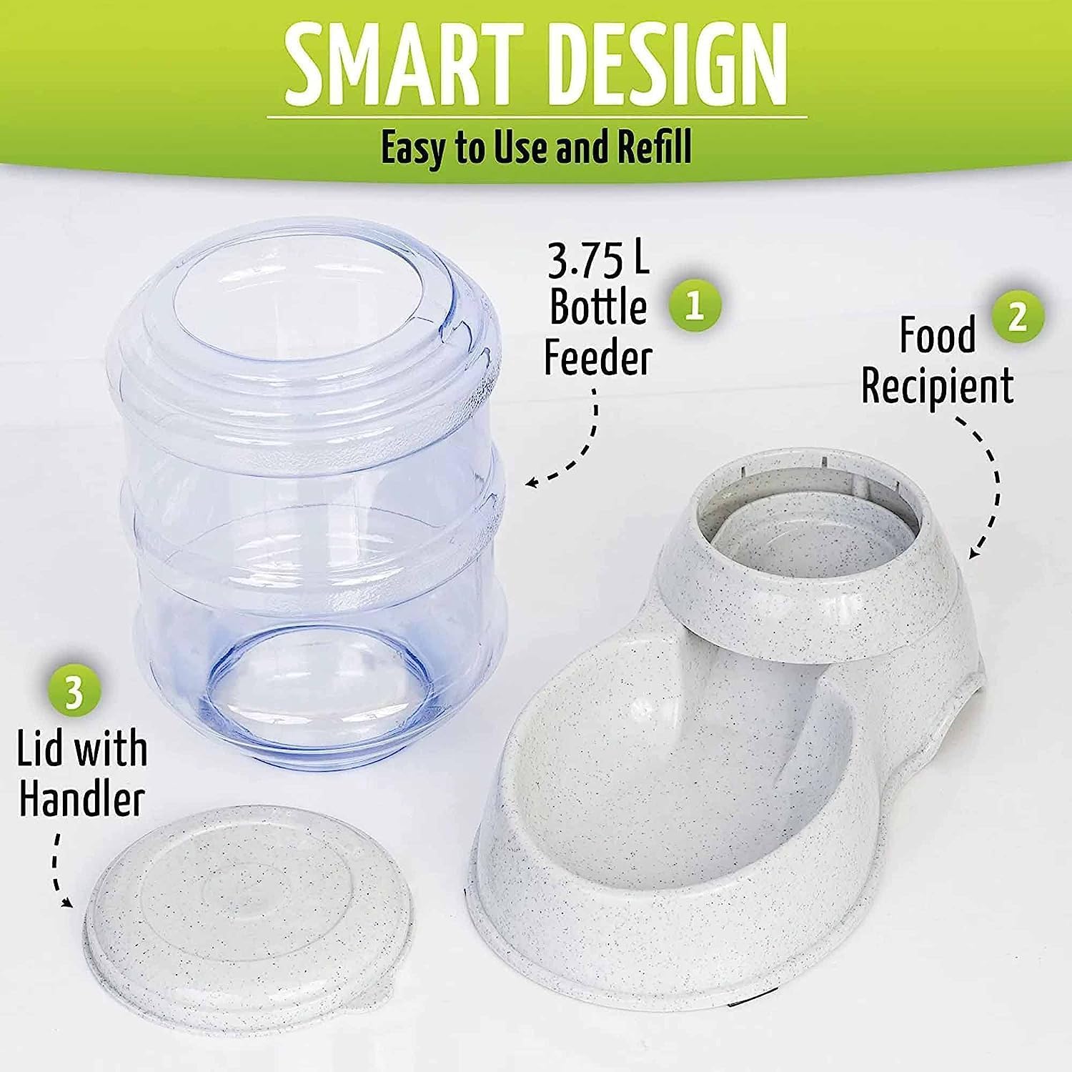 DARKFISH Plastic Pet Food Dispenser 3.8L Large Capacity Self-Dispensing Gravity Pet Feeder Cat Dog Feeding Bowl Automatic Feeding Pet Supplies Cat Food Dispenser, 2