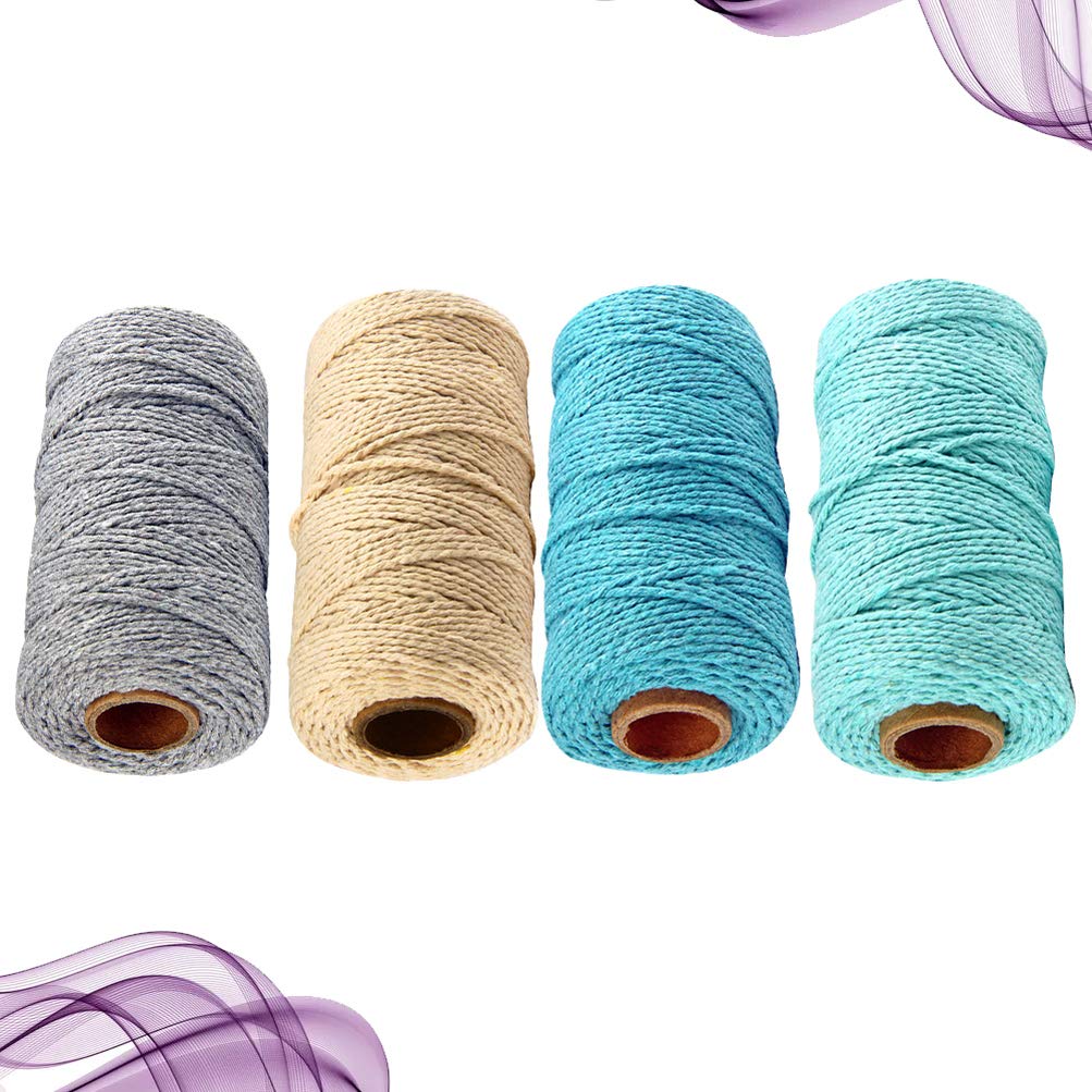 Cuerda de Hilo de Algodón de 4 Rollos Hilo de Algodón Cuerda de para Manualidades Colorido de Cordón para
