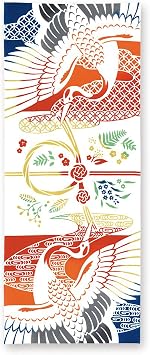 IPPINKA Tenugui Cloth, Wall Hanging, Japanese Traditional Tapestry, Made in Japan, 100% Cotton, Japanese Crane, Chusen Dyeing