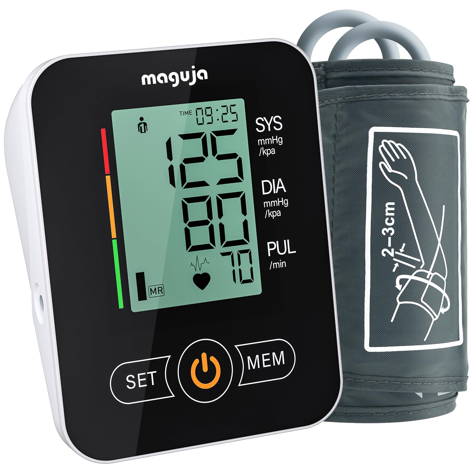 maguja Upper Arm Blood Pressure Monitor Auto BP for Home Use(Black) | 8.7"-16.5" Adjustable Wide-Range Cuff,Dual Power,Large LCD Display BP Machine for Travel