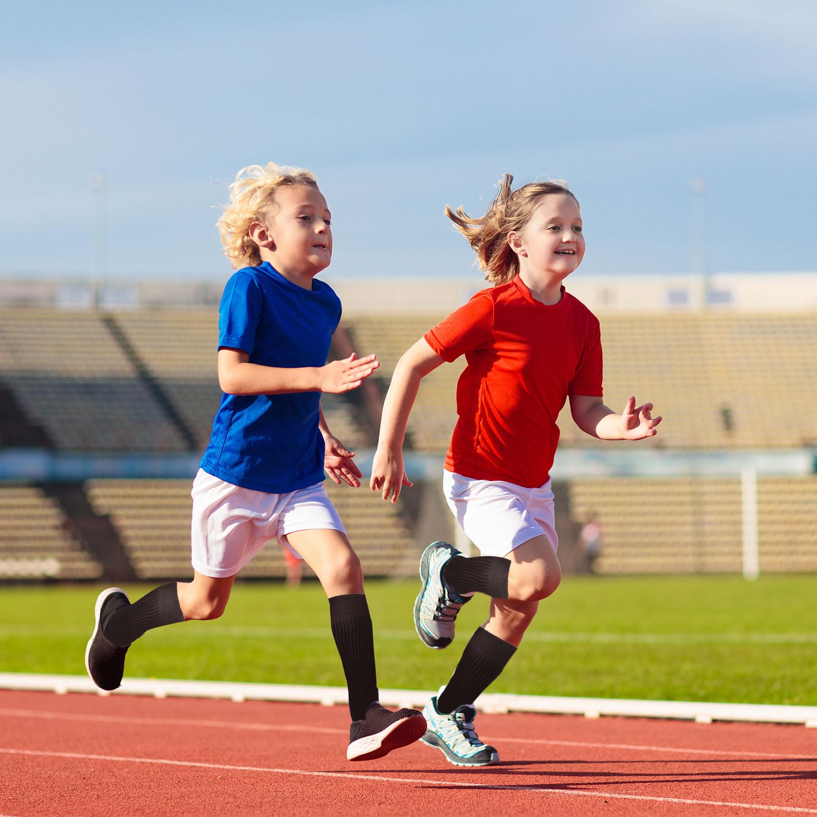 EUPSIIU 2 Pares Medias de Fútbol Largos para Niños Calcetines Deportivos de Niños Largo Tubo de Calcetines, Calcetines de Fútbol, Baloncesto, Rugby, Correr, Niños Niñas 5-13 Años (Negro)