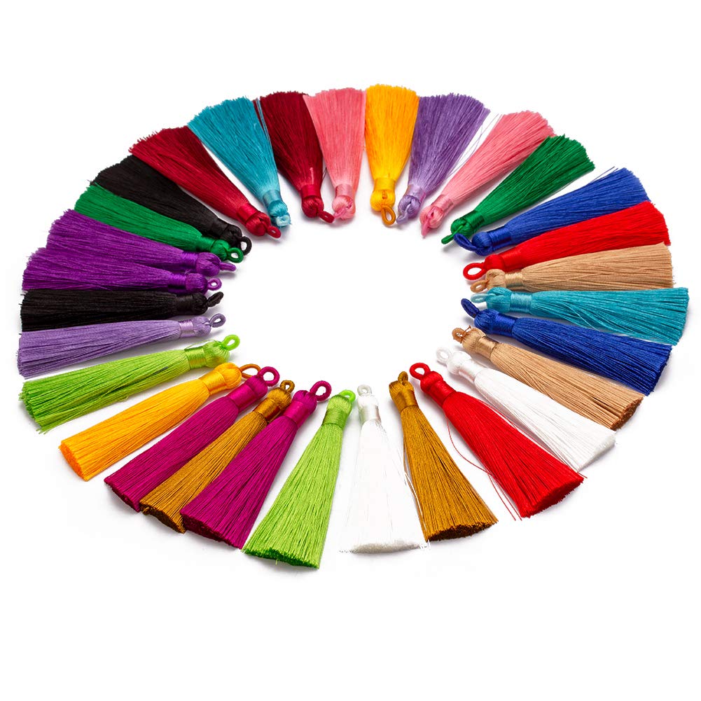 Forise 30pcs Tassels Mix 15 Style Fashion Soft Silky Elegant Tassels Fit for Jewelry Making DIY Crafts Accessories