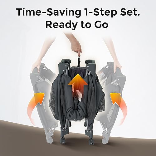 Miniatura 2 de Pamo Babe Pack and Play Cuna portátil 4 en 1 de un solo paso para plegar para bebé con moisés, mosquitera, cambiador