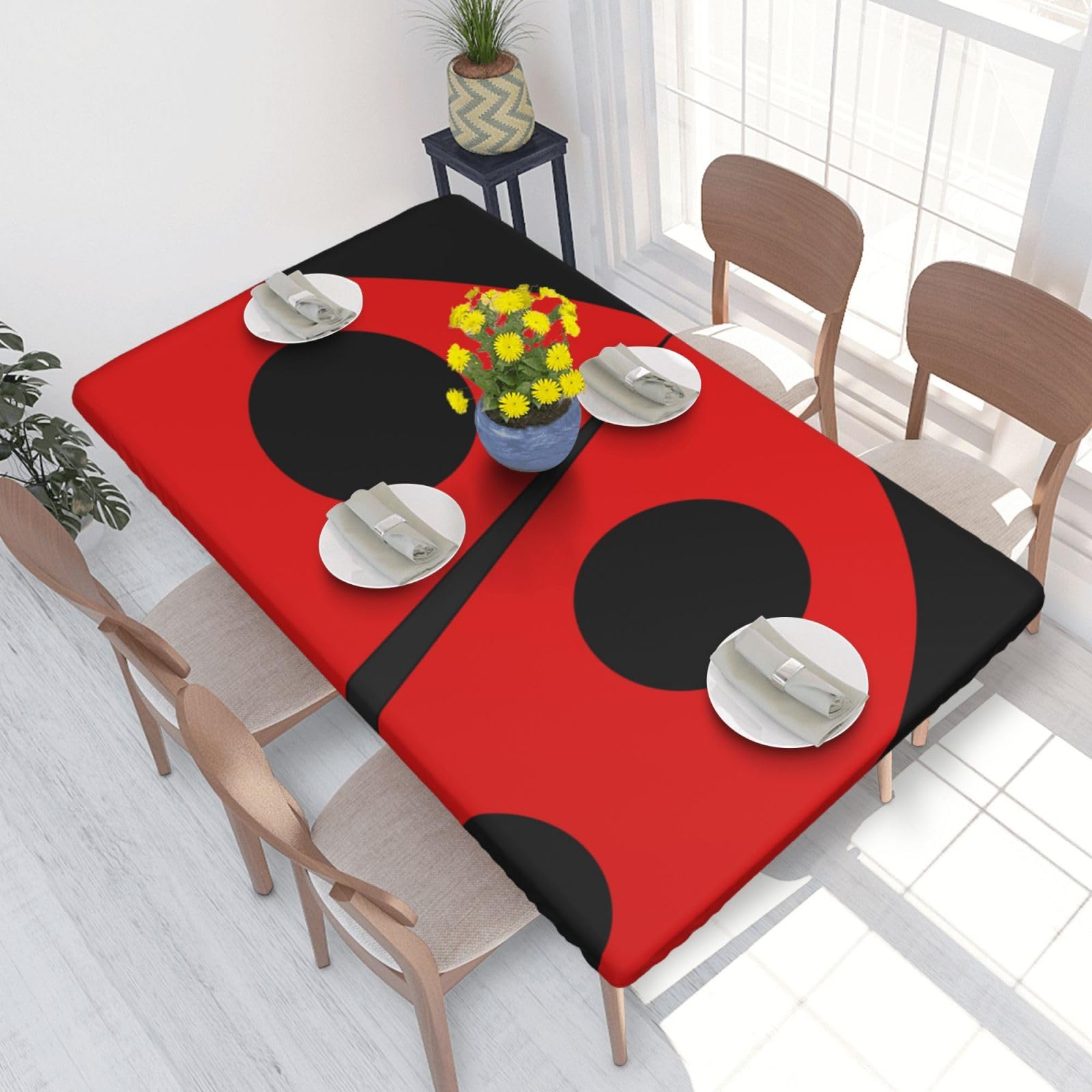 BNVSADC ladybug Printed 4FT Tablecloth 122x76 CM Polyester Kitchen Water Resistant Table Cloth Dining Table Decoration Table Covers