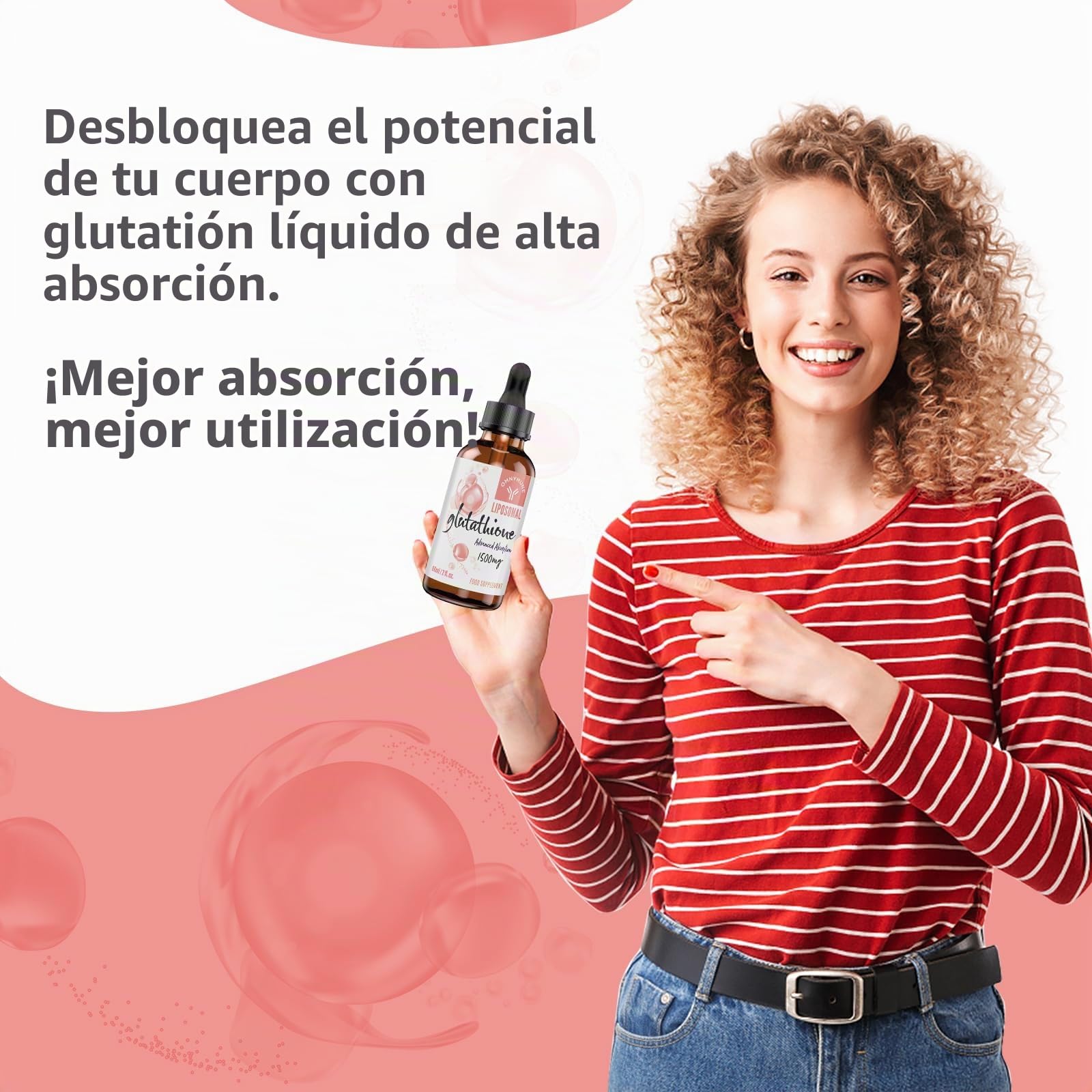 Glutatión Liposomal 1500 mg, Líquido de glutatión Oral con Vitamina C, L-Glutatión reducido (GSH), Vegano 180 ml