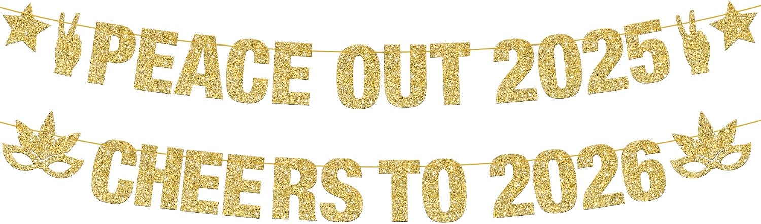 KatchOn, Peace out 2025 Cheers to 2026 Banner - Glitter, 10 Feet | Banner for New Year Decorations