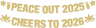 KatchOn Peace out 2025 Cheers to 2026 Banner 10 Feet | Glitter, Banner for New Year Decorations