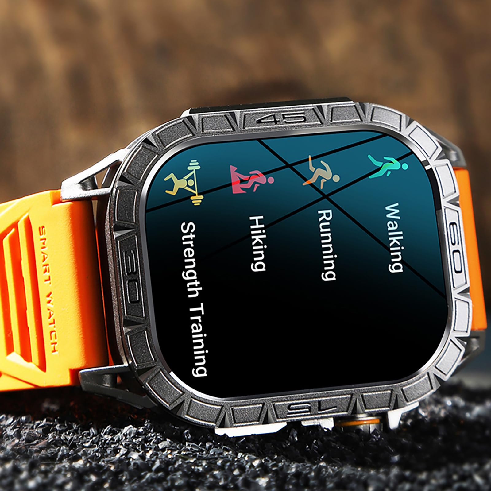 Yihou AMOLED Smartwatch Militare Uomo Chiamata Bluetooth IP68 Impermeabile Nuoto con Bussola/Frequenza Cardiaca/Pressione Sanguigna/Monitor del Sonno, Smartwatch tattico Fitness per Esterni 4.96