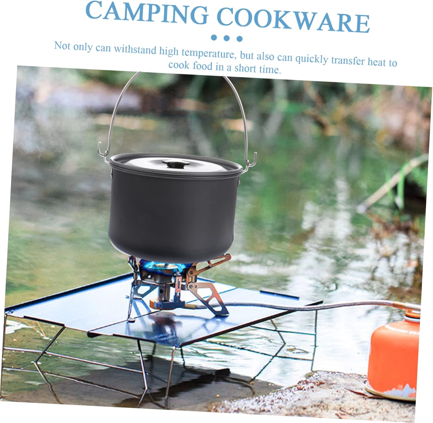 Lightweight Aluminum Hanging Pot for Outdoor Camping Portable Non-Stick Cookware for Picnic and Hiking Safe for Use with Tripods Compact Storage Design
