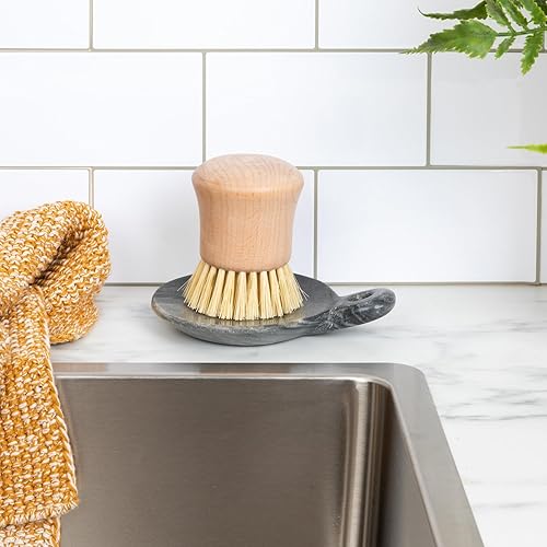 Miniatura 3 de Creative Co-Op Mango de mármol tallado a mano, plato gris, 4"