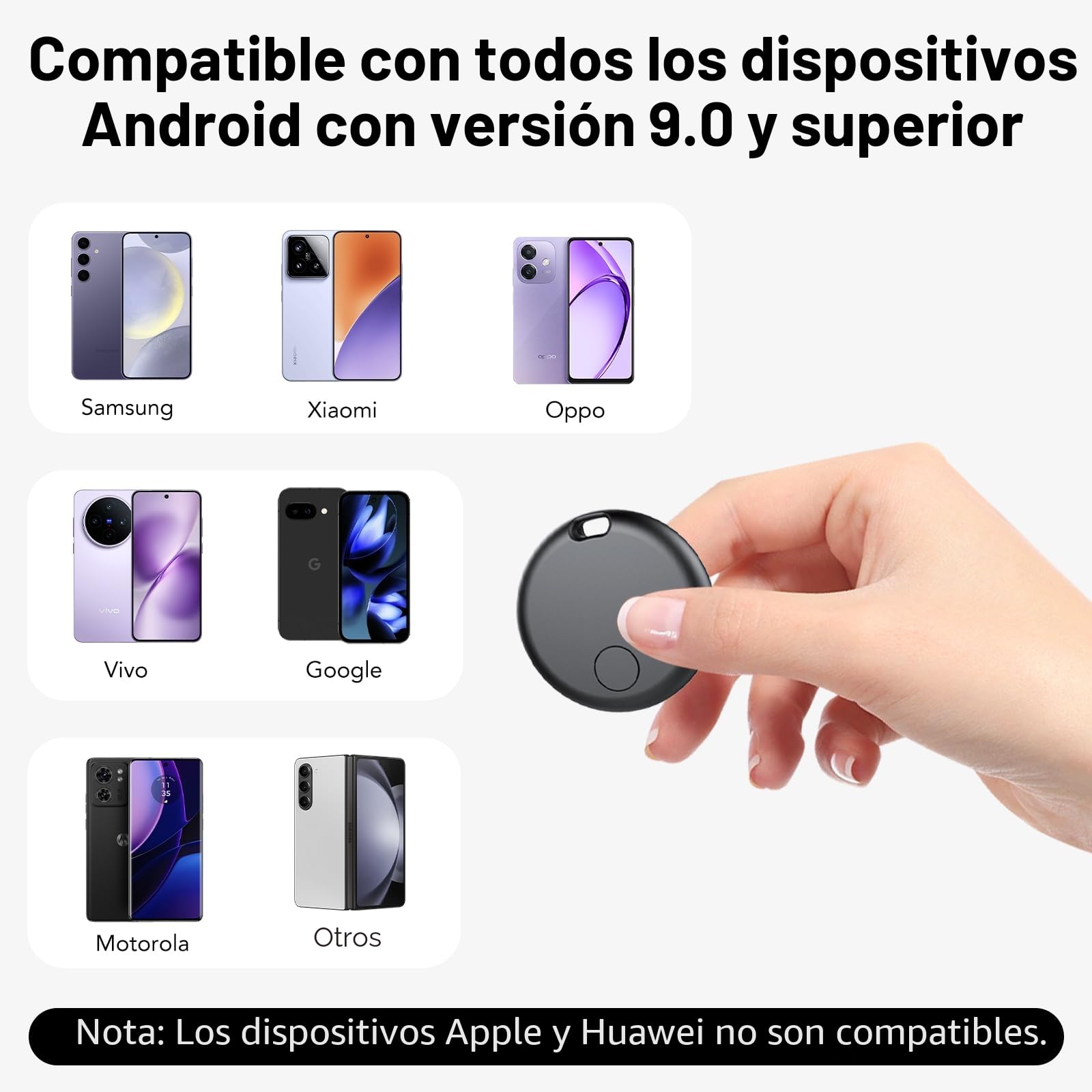 Android Smart Tracker Tag, Localizador Bluetooth Compatible con Google Find Hub (Solo Android), Air Tracker Tag Llavero para Maleta, Llaves, Equipaje, Impermeable IP68 (Paquete de 4)