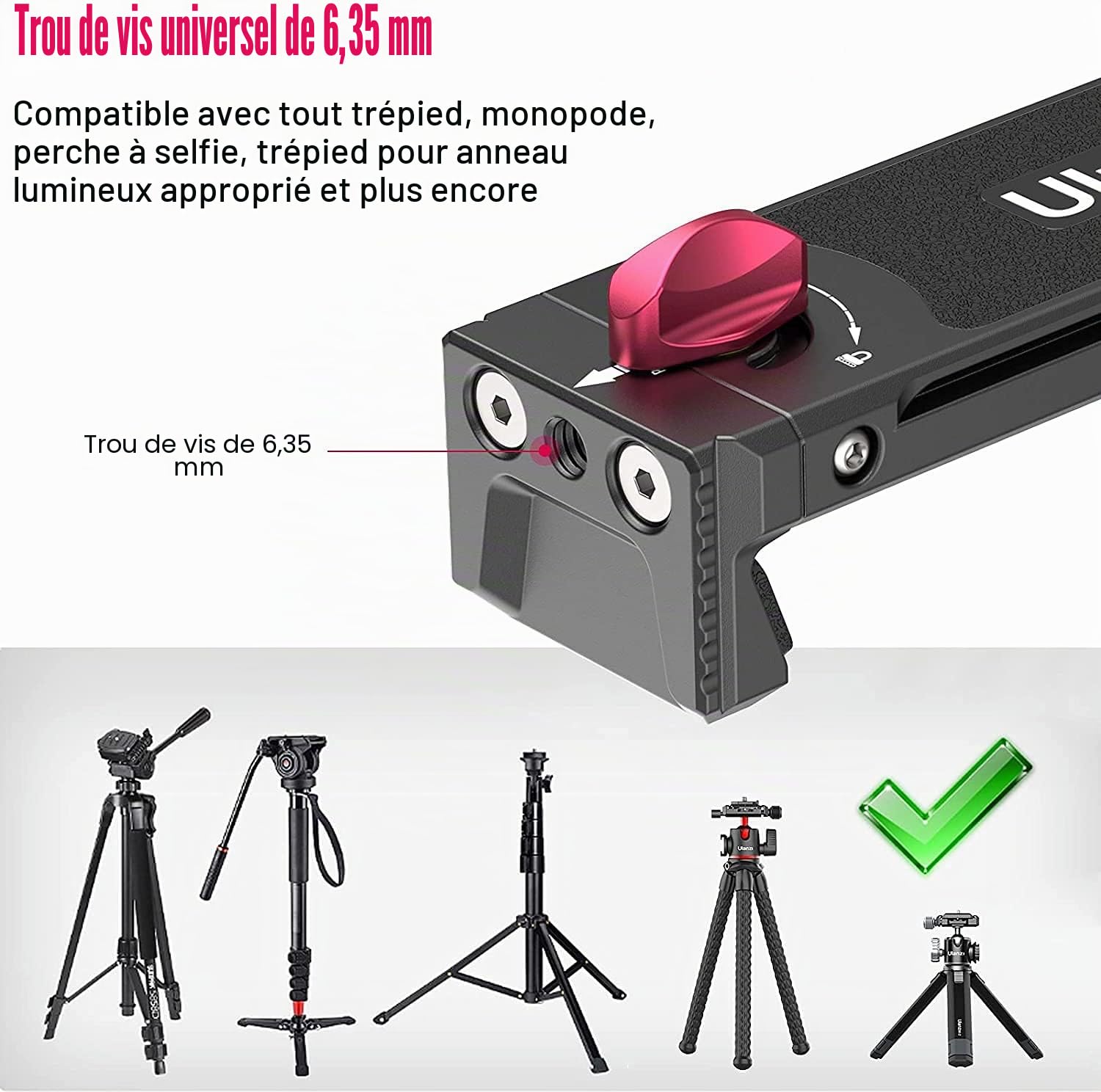 ULANZI U-Pad III Support de Trépied pour iPad en Métal, Adaptateur de Tablette de 7,9 à 12,9 Pouces avec Sabot Froid et Pince Réglable pour iPad Pro Air Mini, Galaxy Tab, Mediapad