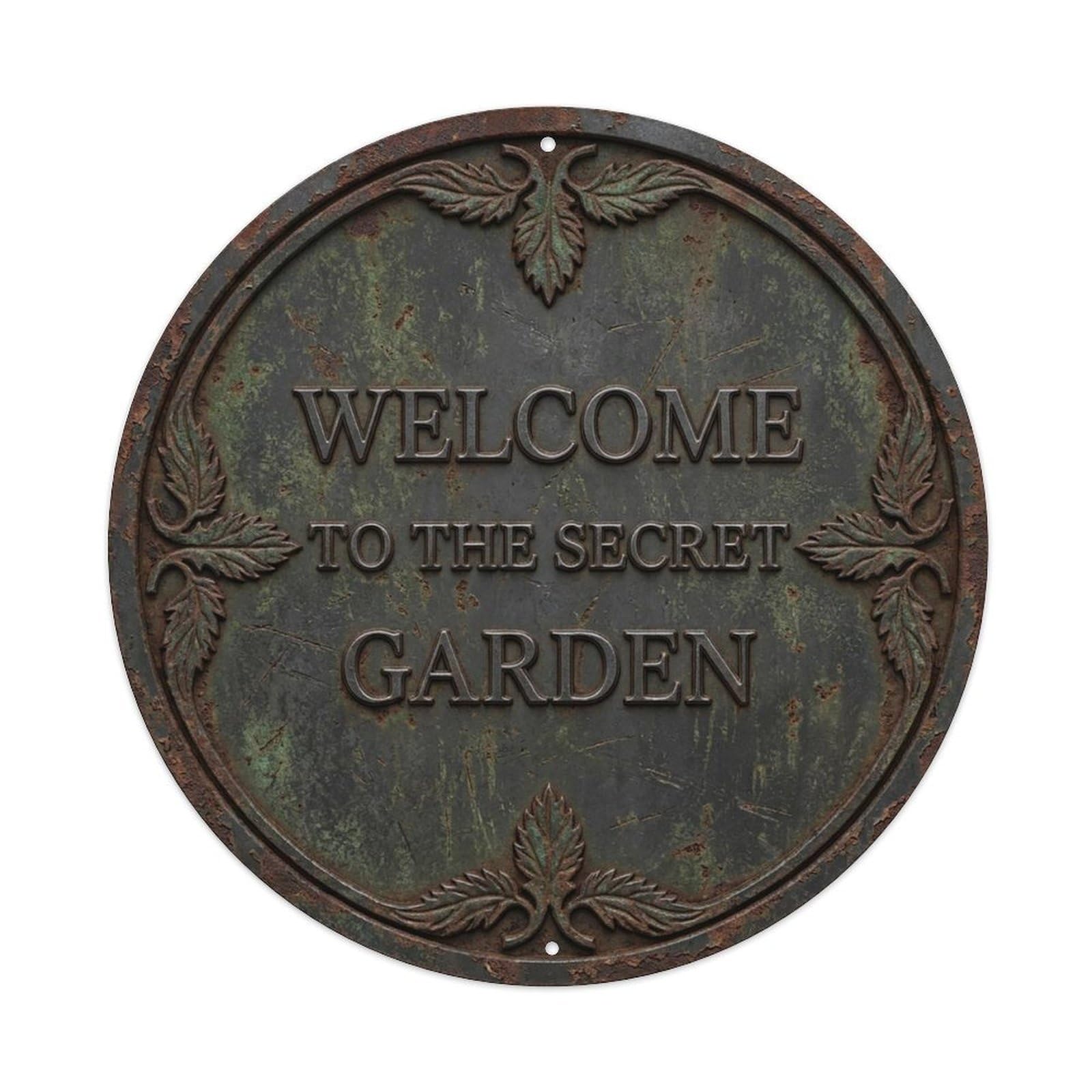 Vintage Welcome Secret Garden Iron Graphite Nettle Metal Tin Sign