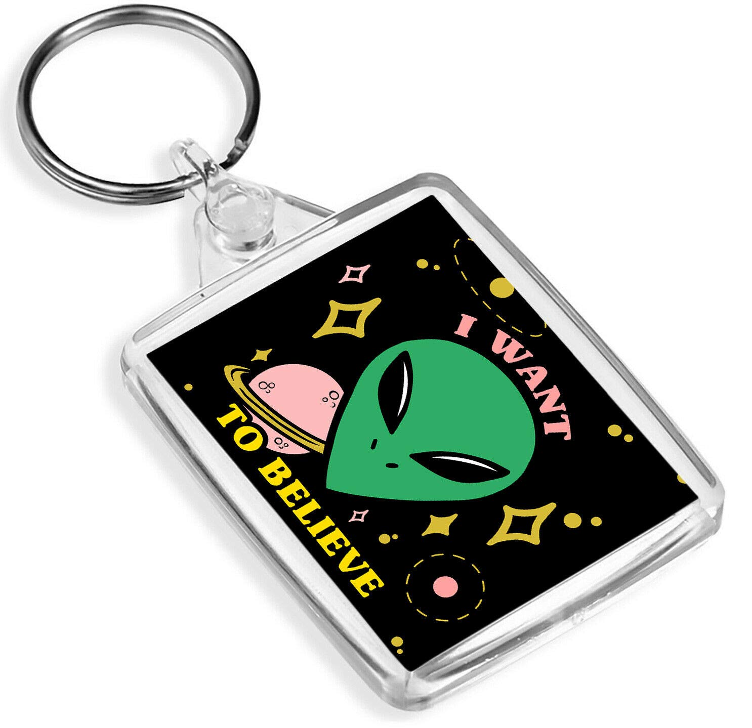 Destination Vinyl Keyrings Unisex Multi Ufo Space Alien Geek Keyring Nerd Green Visitor Keyring #14769