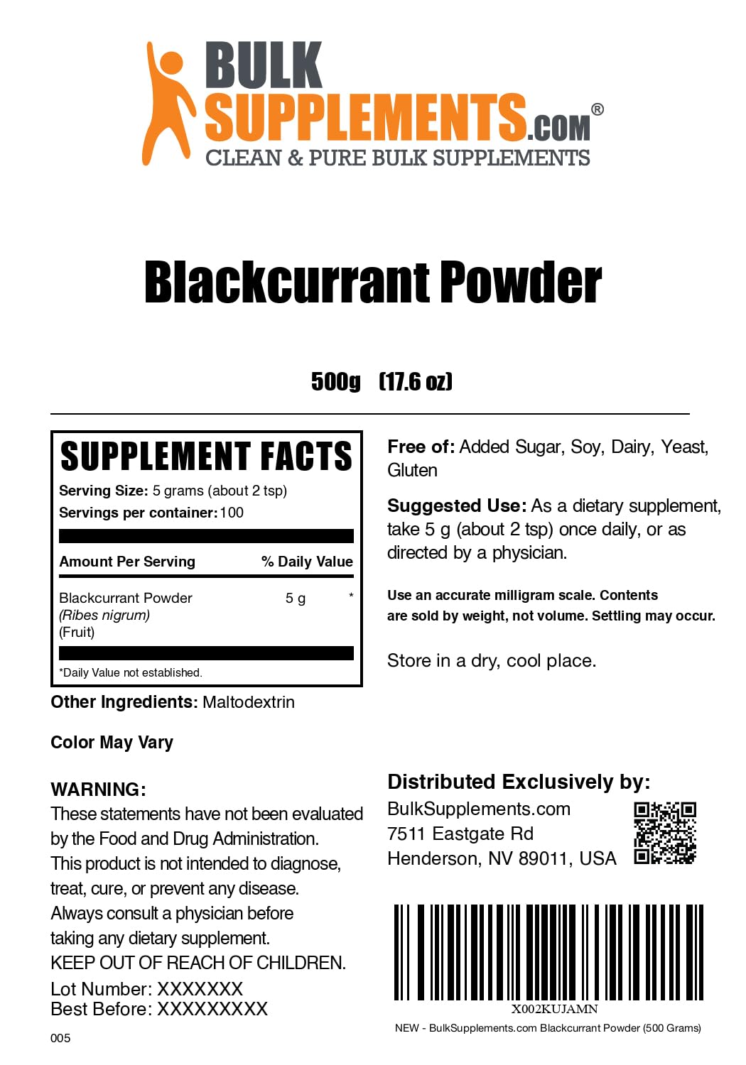 BulkSupplements.com Blackcurrant Powder - 500g (1.1 lbs) (Pack of 1) — Amazon image 6