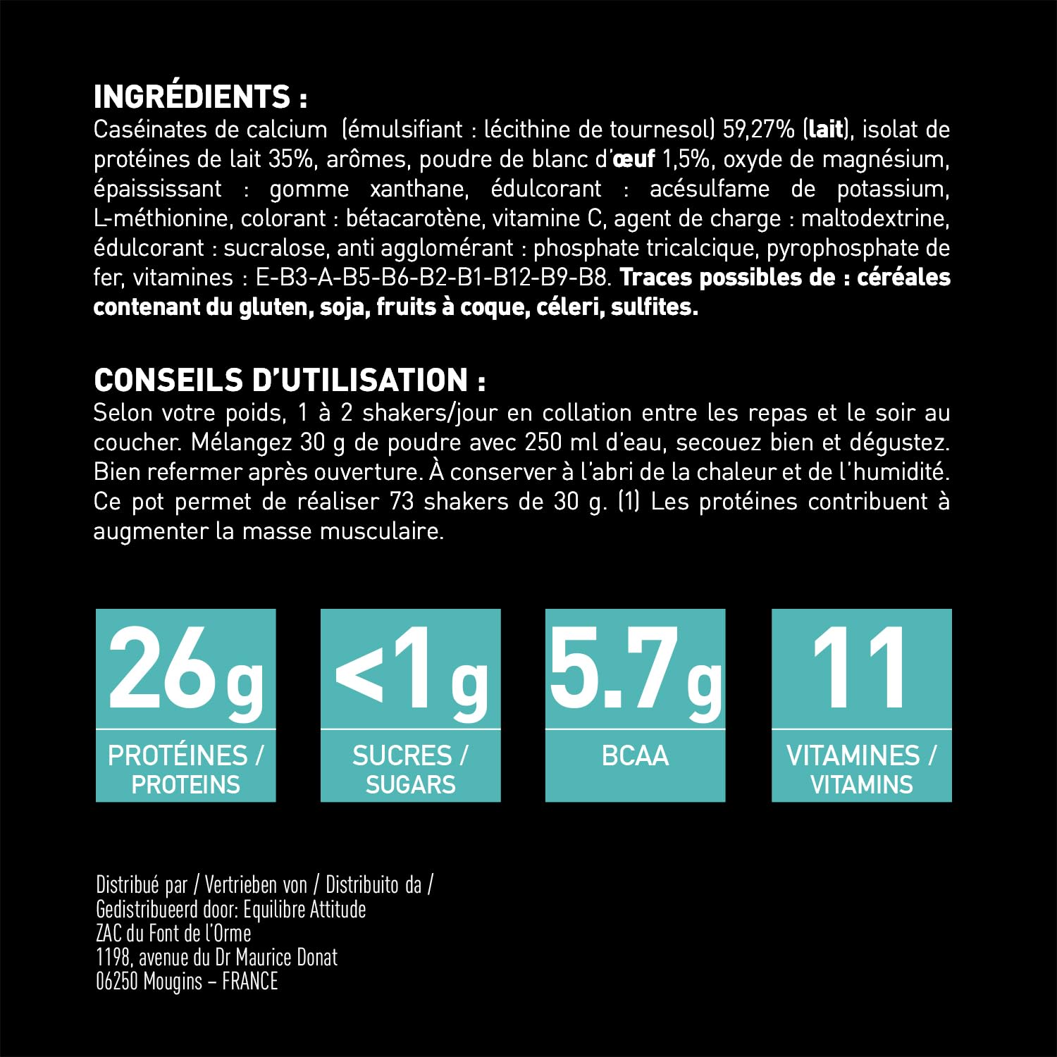 EAFIT Milk Egg 95 Micellaire 2,2kg - Vanille - Proteine de Caseine - Protéine musculation - Maintien masse musculaire - Assimilation lente - Marque Française - Anti-dopage - 73 portions