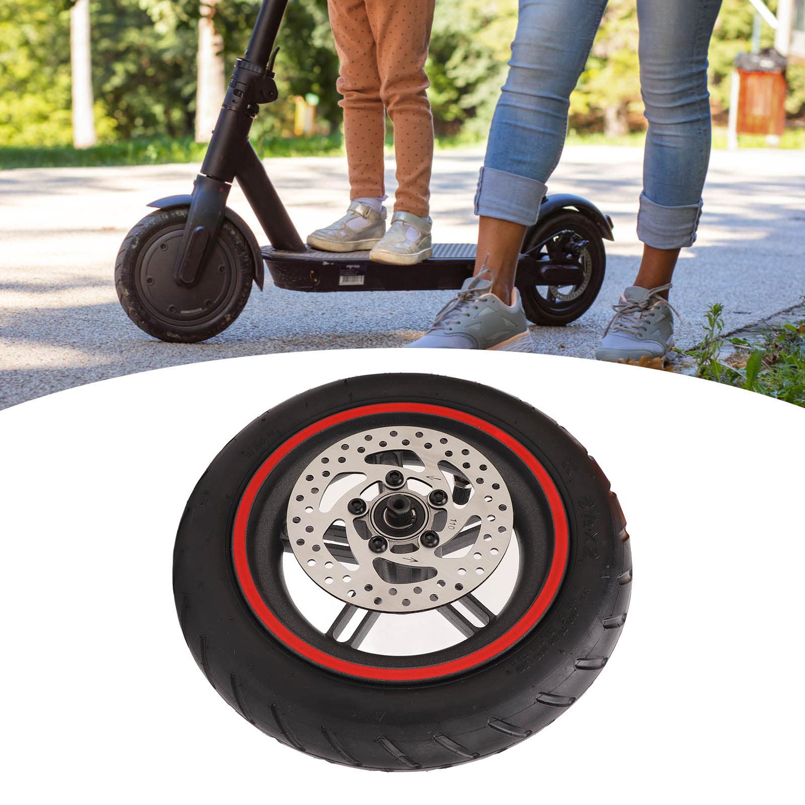 Roue Arrière de Trottinette Électrique pour Xiaomi M365 1S, Pneu de Roue Arrière de Scooter Électrique avec Frein à Disque 110 mm