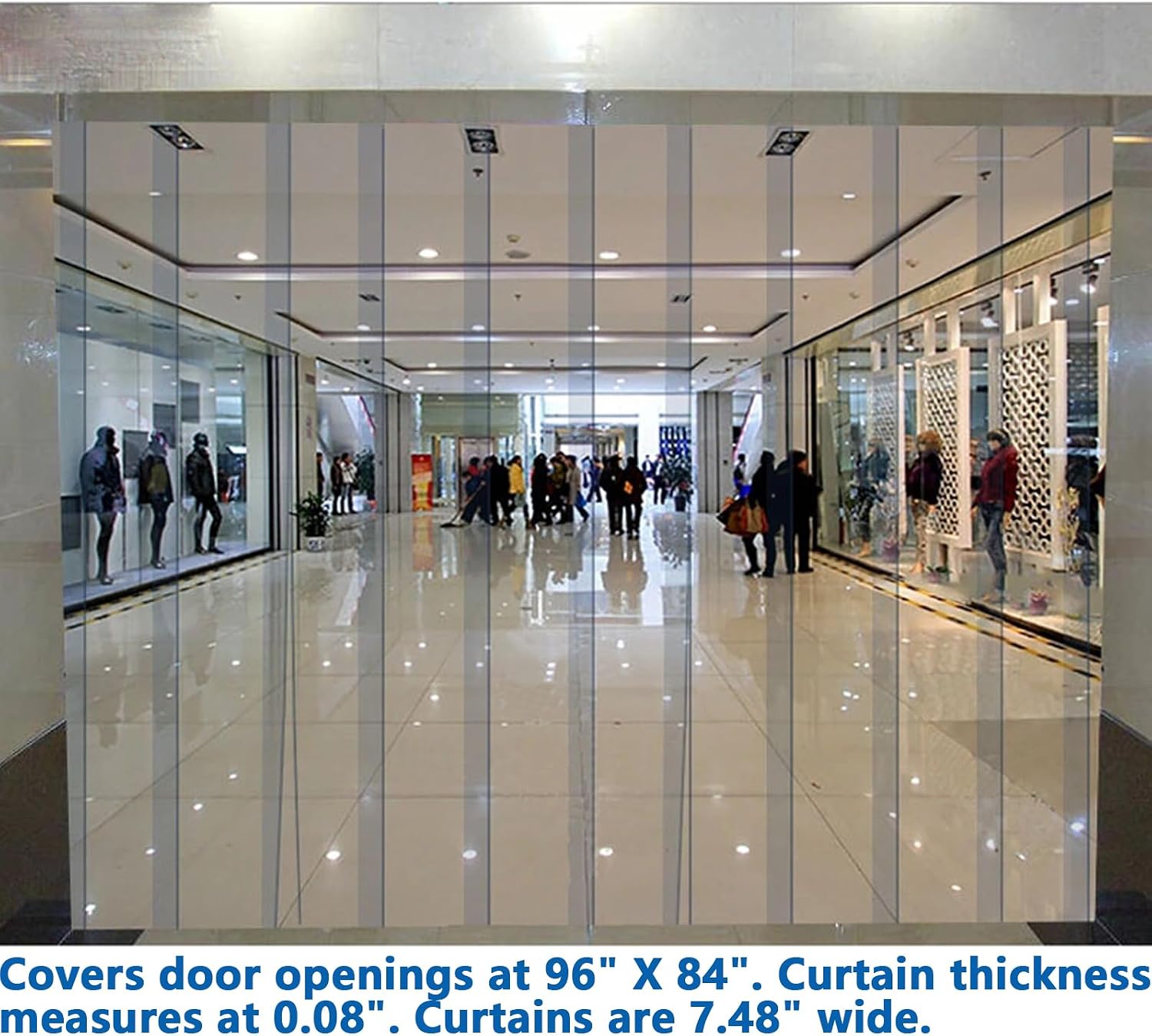 PVC Strip Door Curtain Kit Commercial Walk in Cooler Door Curtain for 84" Width X 96" Length Door Opening