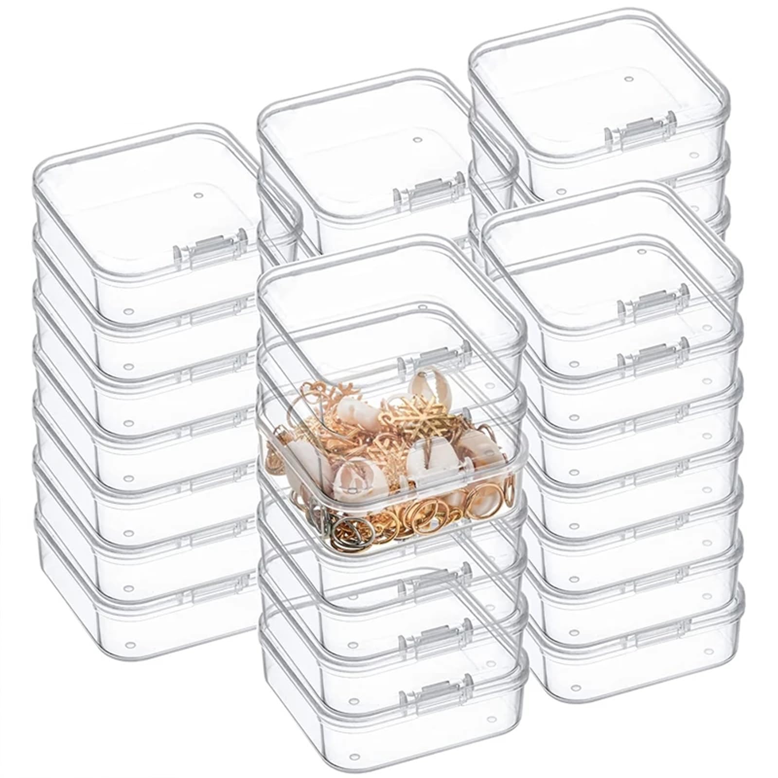 IATAHI Organizador de Plástico Transparente, Caja de Almacenamiento Contenedores para Artículos Pequeños,Cajas Almacenaje Plastico Pequeña Cajas Transparentes para cuentas, joyas