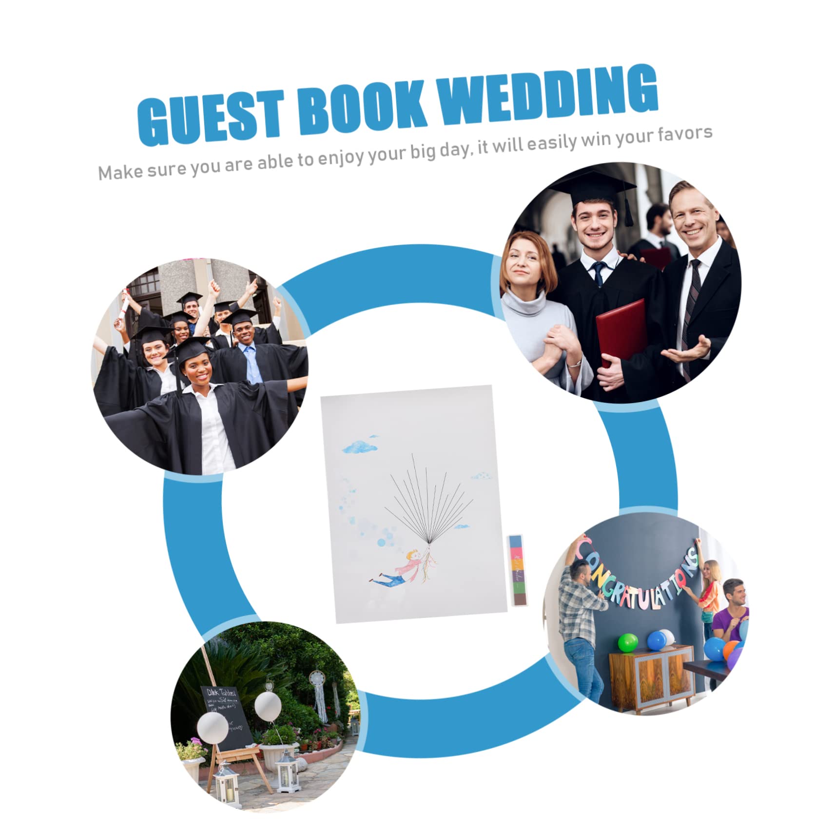 MAGICLULU 4 Stück Fingerabdruck-Check-in-Malerei Hochzeit Fingerabdruck Gästebuch Hochzeitsbuch für Gäste evengers Event Fingerabdruck-Gästebuch Hochzeitsdekoration aus Chemiefasern