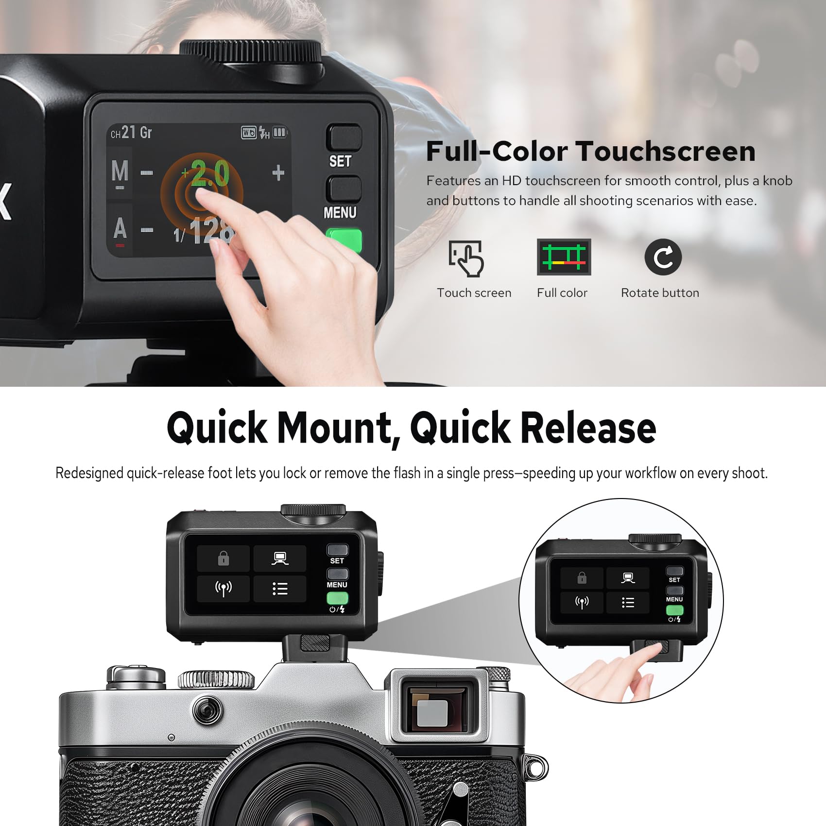 GODOX iT30Pro S TTL Camera Flash Speedlite per Sony, iT30ProS iFlash Pocket Flash GN15 2.4 GHz HSS 1/8000s, Tempo di Riciclo 1.5s, Speedlight con Batteria Li-ion 7.4V 900mAh, Diffusore Integrato