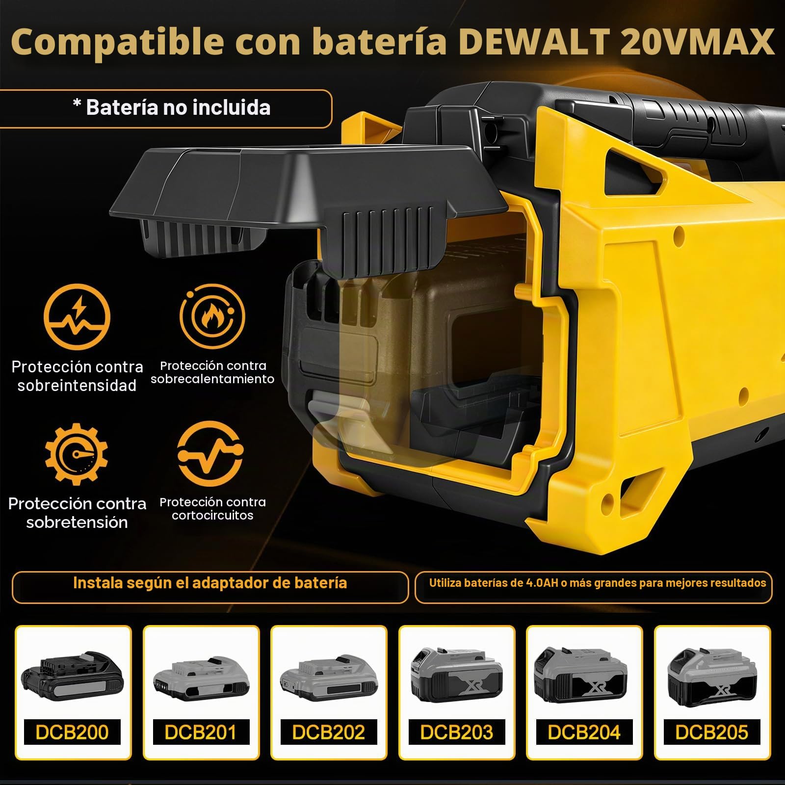 Bomba de agua compatible con batería DeWalt de 20 V, bomba eléctrica autocebante portátil inalámbrica para casa, piscina, caravana, jardín, jacuzzi, acuario (sin batería)