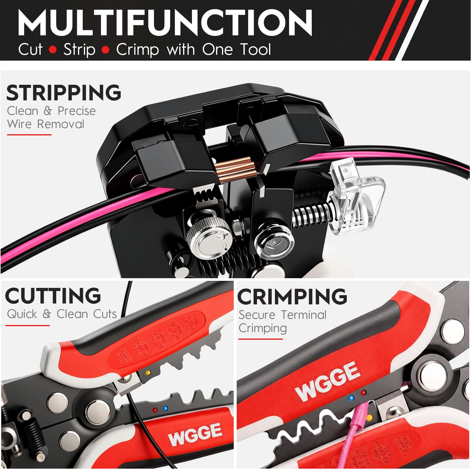 WG-014 3-in-1 Self-Adjusting Wire Stripper, Cutter and Crimper, 10-24 AWG — Amazon image 4