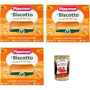 Plasmon Biscotti Biscotti Biscuits 3 x 320 g + Italian Gourmet Polpa 400 g
