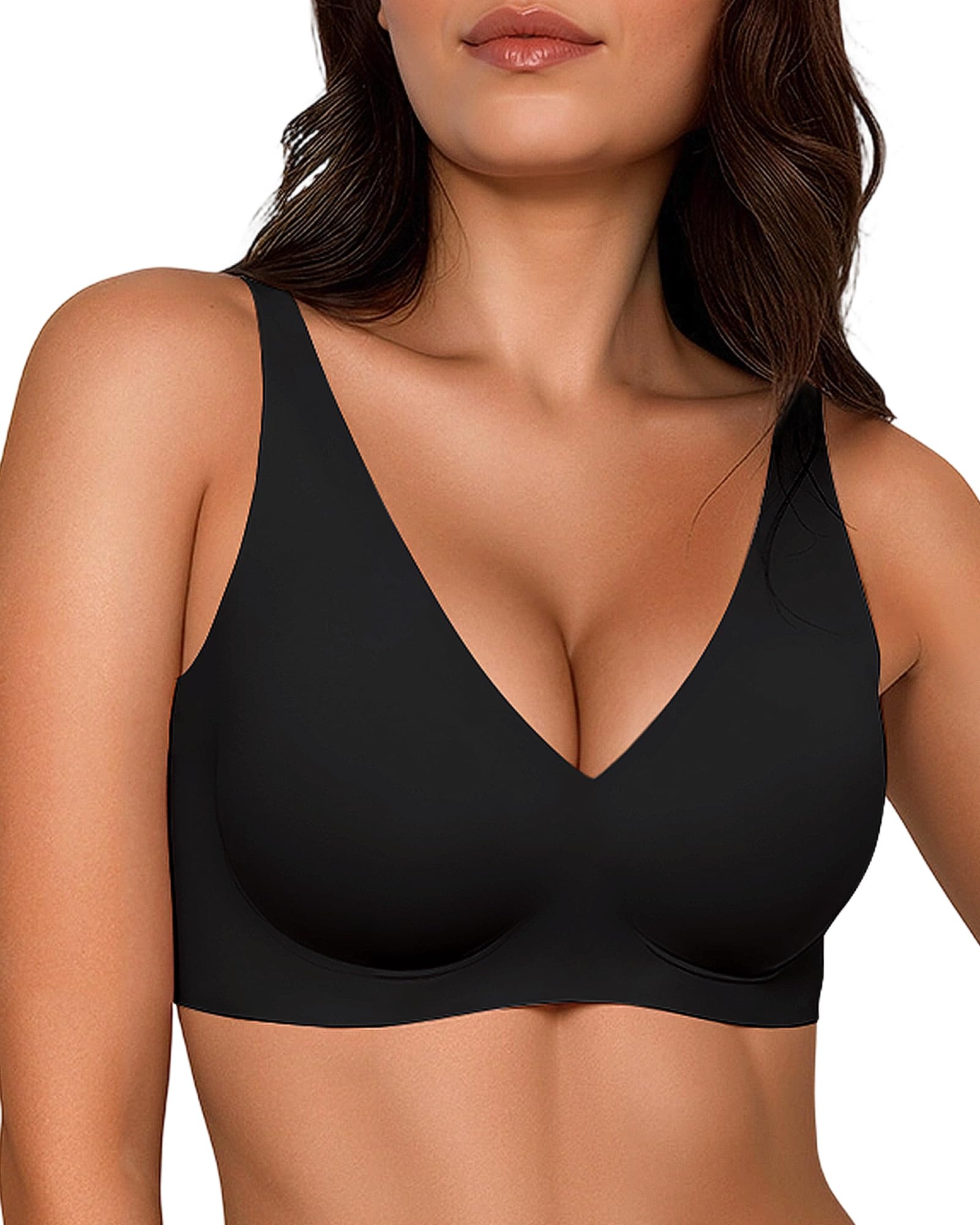Gailife Deep V Bras for Women No Underwire Wireless Push Up Bra Seamless Plunge Bralette Comfort Supportive Bra Full Coverage