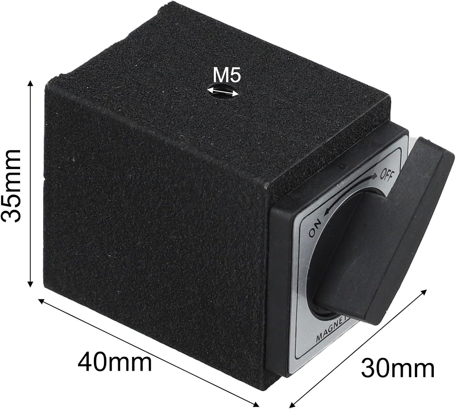 Plastic Magnetic Base Switch with M5 Screw Hole for Dial Indicator Brackets – 40x35x30mm Push-Button On/Off Control, fit for Micrometer & Measuring Instrument Mounting(4T plastic switch)