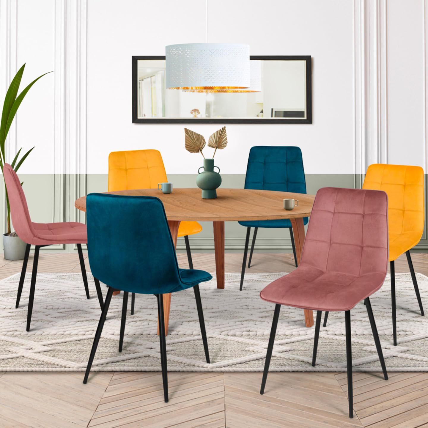 IDMarket - Lot de 6 chaises Mila en Velours Mix Color