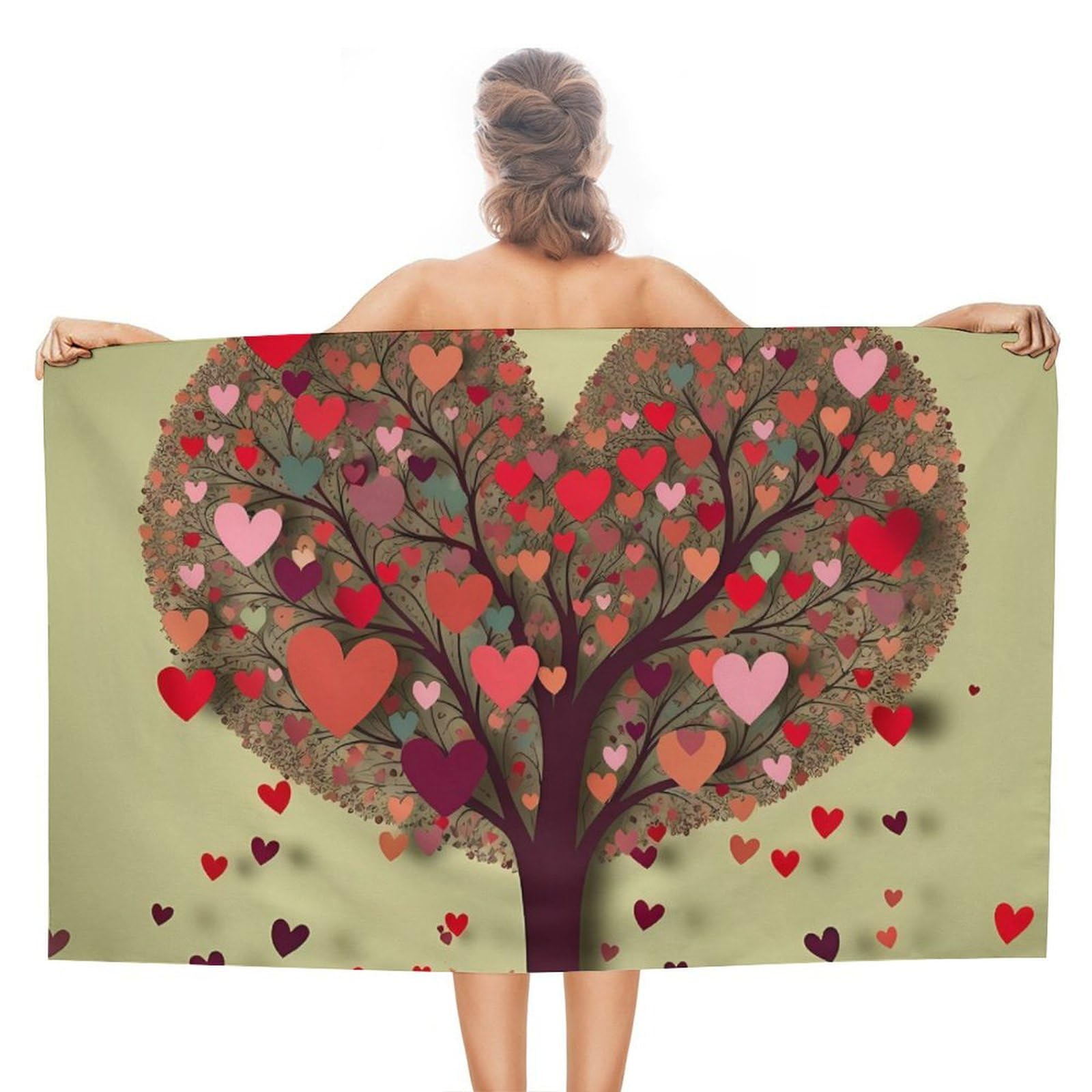 LSRCPD Beach Towels Heart Tree Travel Gym Pool Swim For Women Adults 80X130Cm
