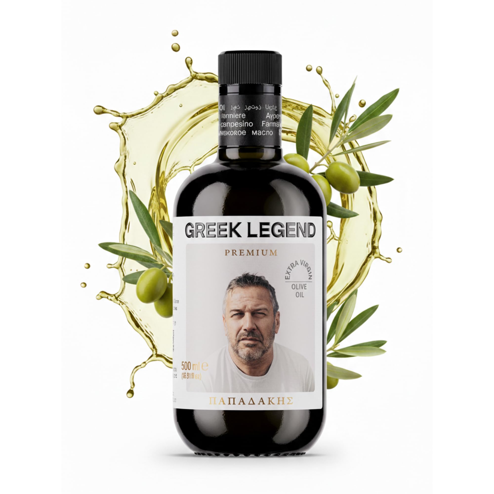 GREEK LEGEND Premium Olivenöl Extra Nativ aus Kreta - Olive Oil Extra Virgin - Griechisches Olivenöl, 100% Kaltgepresst, Ungefiltert, Reich an Polyphenolen, 500 ml Glasflasche