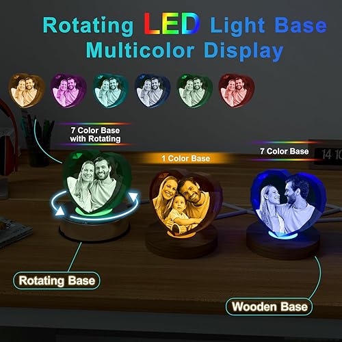 Miniatura 3 de BCSTYPE Foto de cristal 3D, regalos personalizados para el día de San Valentín para mujeres, mamá, ella, él, imagen grabada con láser 3D con tu foto