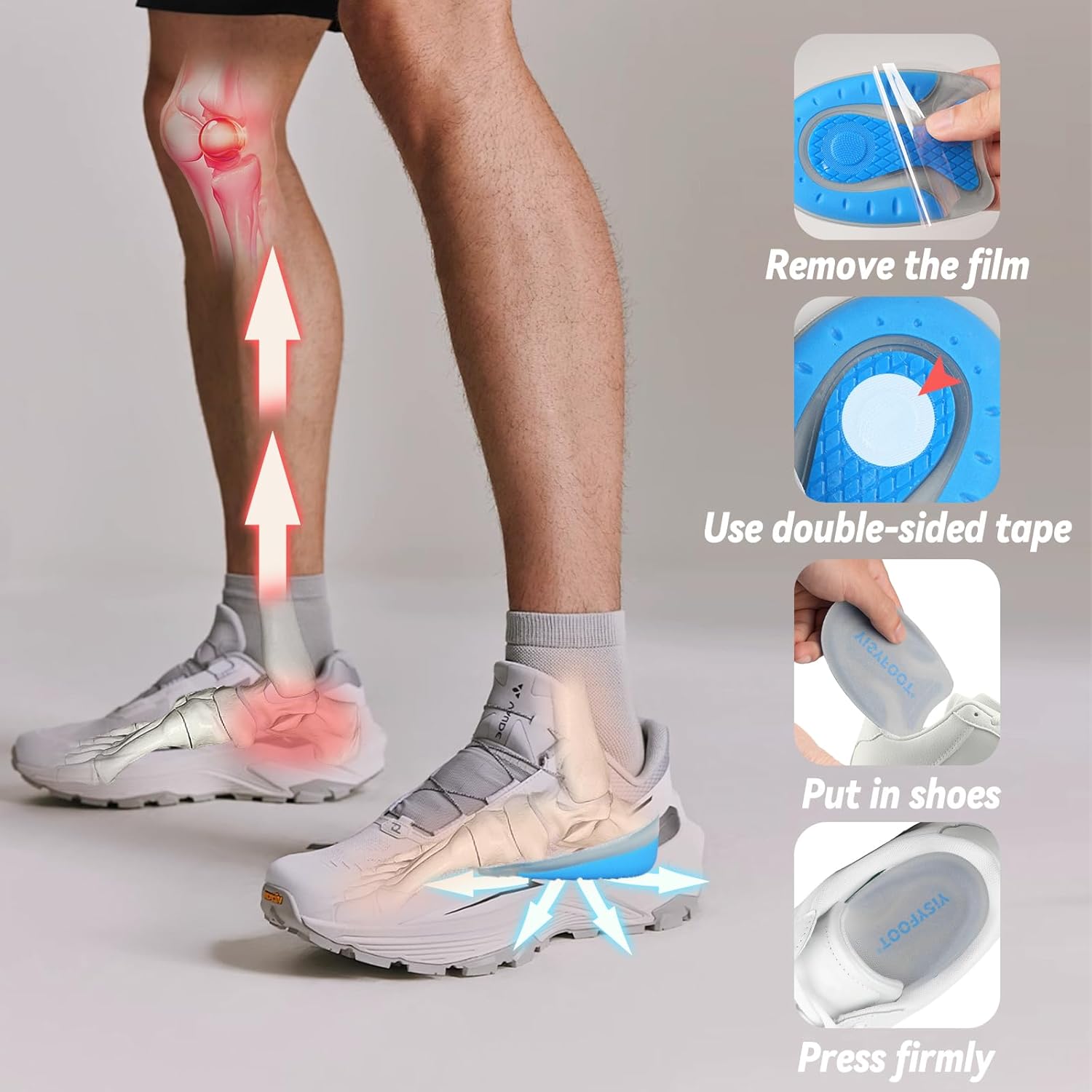 Heel Cups for Heel Pain Relief, Gel Heel Pads for Shock-Absorbing, Shoes Inserts for Achilles Tendonitis, Bone Spurs, Women & Men Comfort (Blue, Small) - Image 2