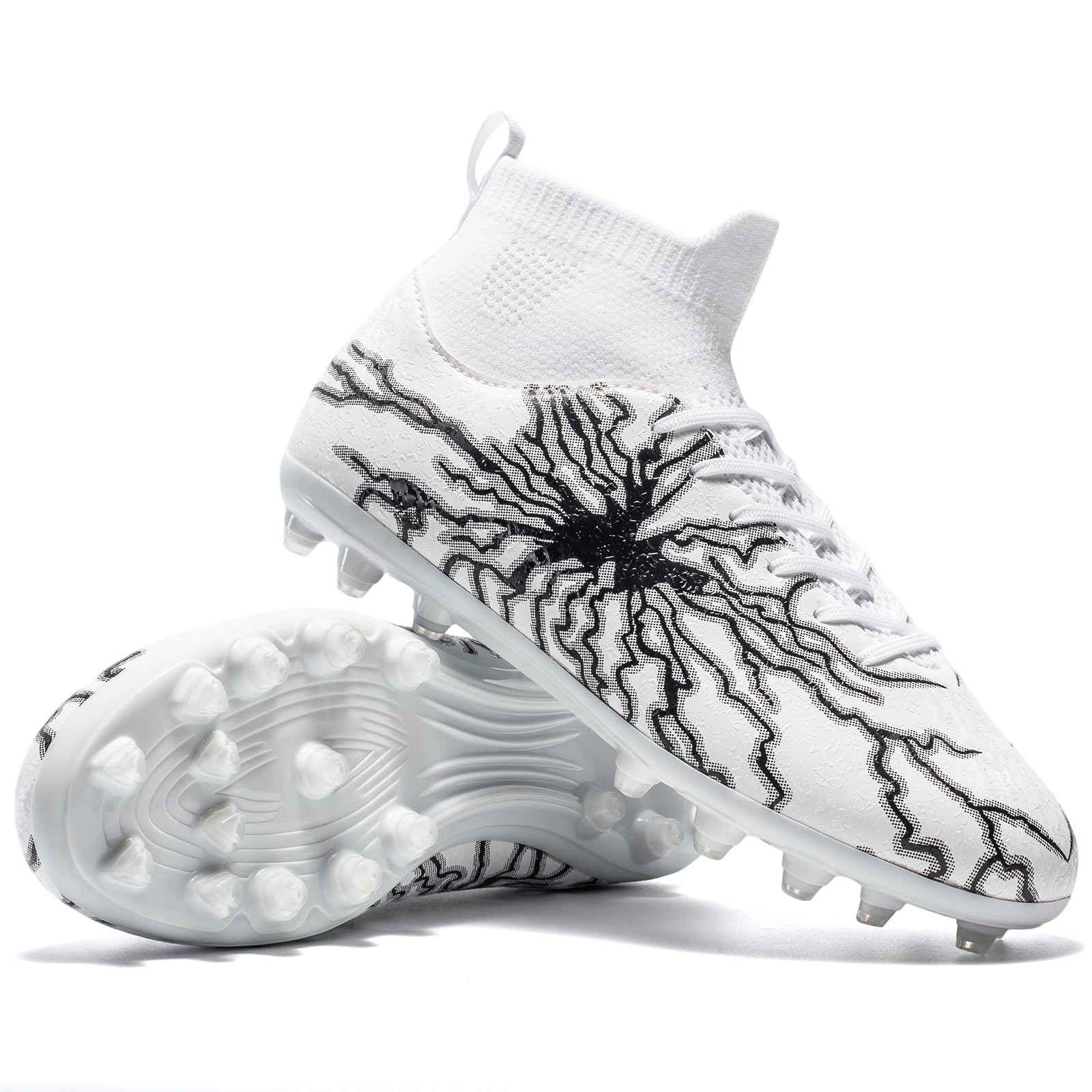 Men's Soccer Cleats Football Cleats for Unisex-Adult High-Top Spikes Shoes for Youth Big Boys Lightweight Professional Training Turf Outdoor Athletic Sneaker