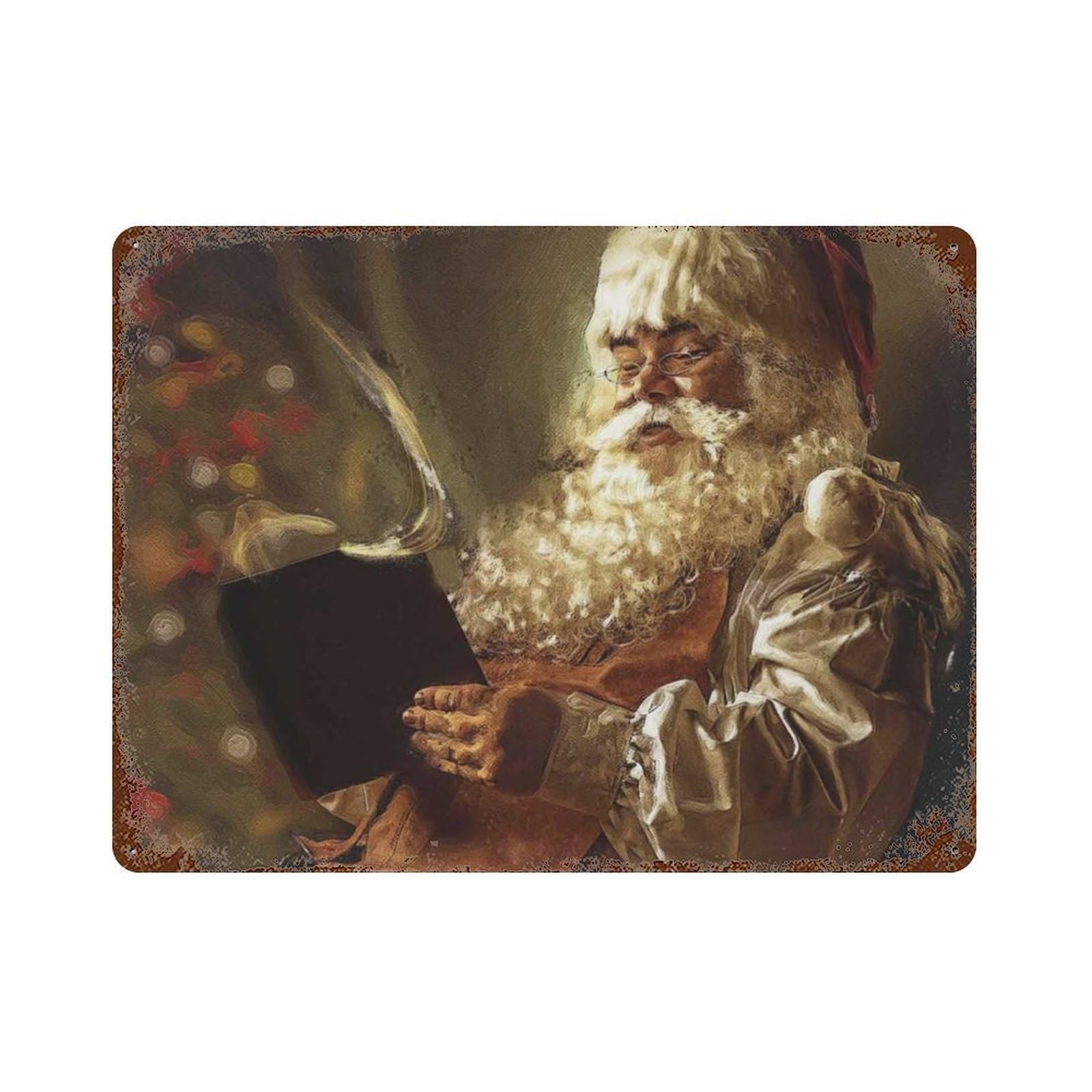 xiaoxiaoshen Santa Claus Wall Decoration, Vintage Winter Oil Painting Wall Decor Art Metal Tin Poster Modern Home Decor Art Home Bar Shop Decorations Vintage Sign 30x40cm