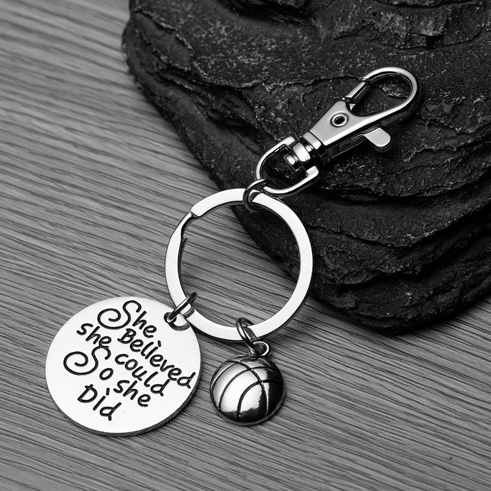 Sportybella - Basketball Backpack Keychain - She Believed She Could, So She Did Charm - Basketball Jewelry Gift for Player, Team, Coach or Fans