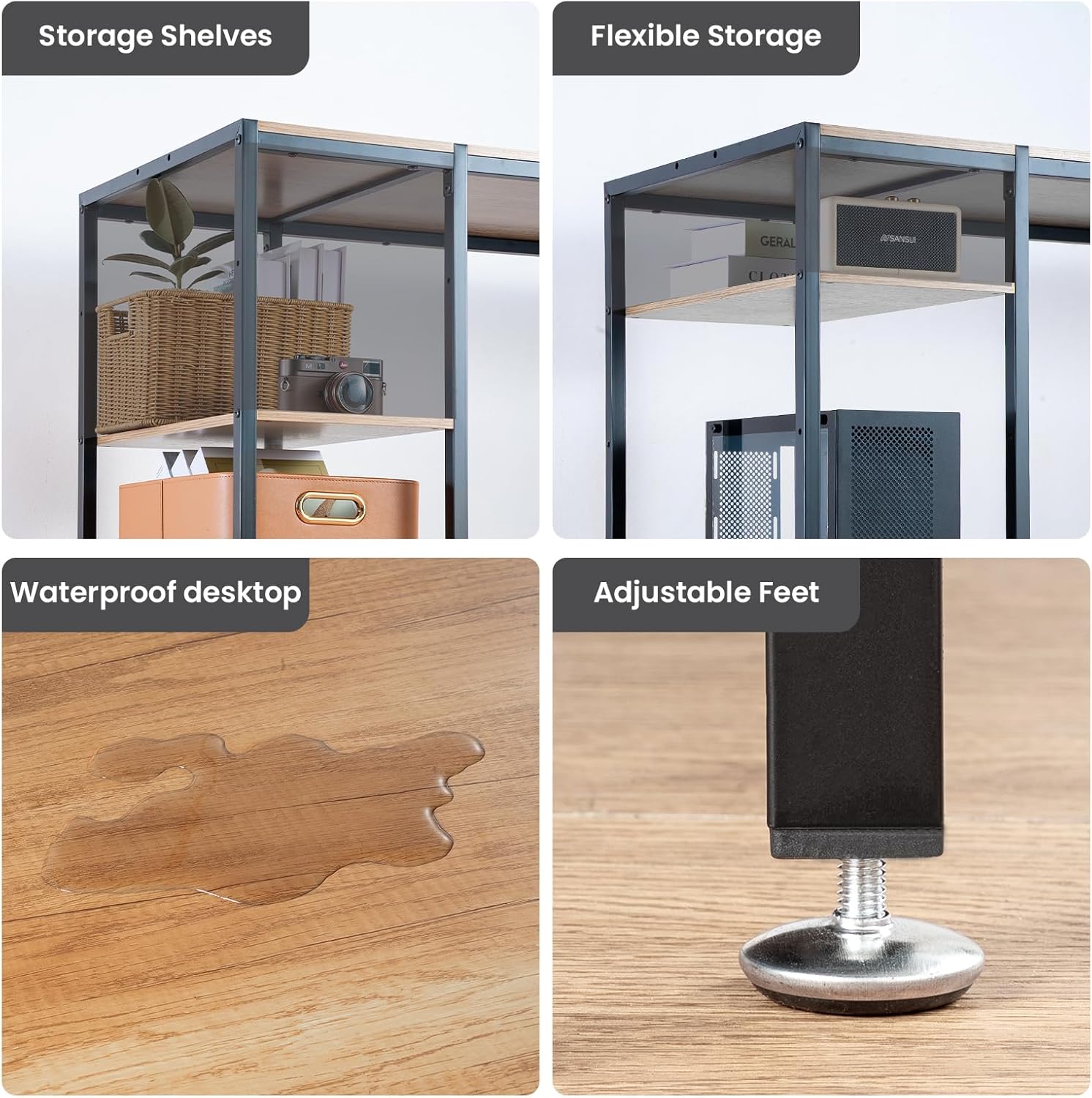 Computer Desk 47-inch with Storage Shelf - Vintage Ideal Gaming Desk for Bedrooms, Small Spaces, and Home Offices Modern Writing Desk for PCs.