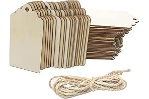 100 Pcs Wood Tags: Premium 2.7 x 1.5-Inch Unfinished Wooden Tags with...