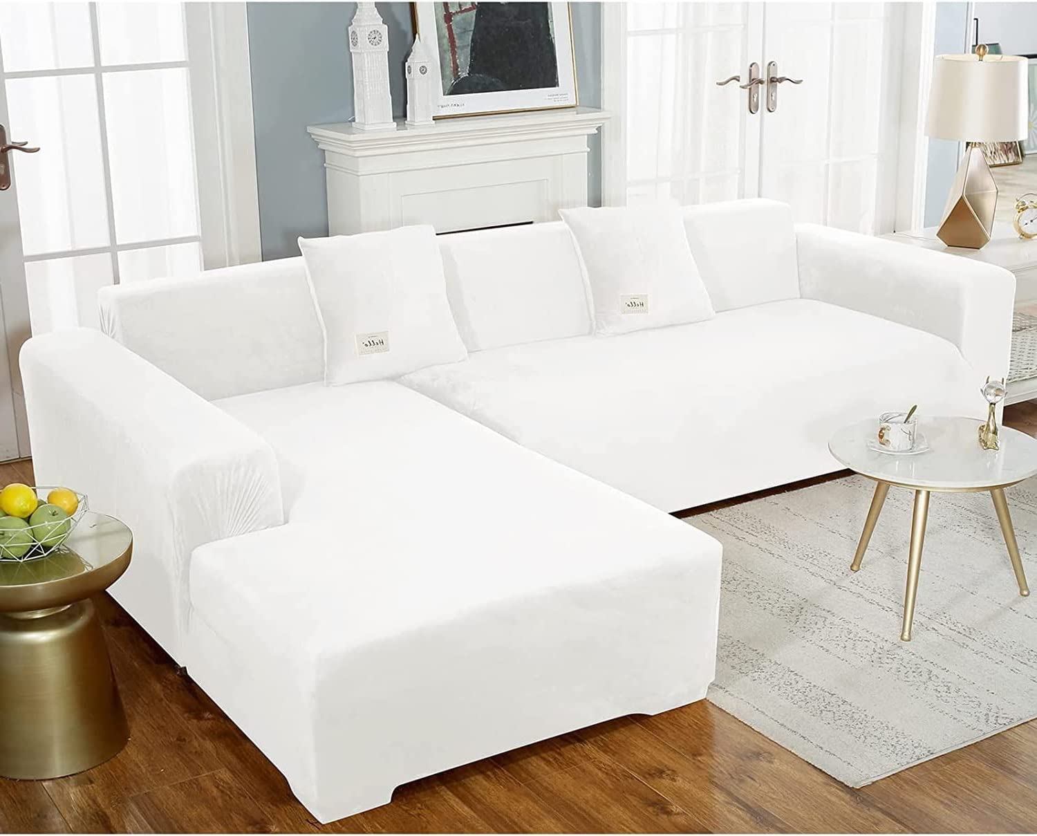 Fundas Sofa Cheslong 1/2/3/4 plazas Terciopelo Funda de Sofa Chaise Longue Elástica Brazo Largo Derecho Izquierda Funda Cubre Sofá de Forma L Protector para Sofá (Color : T, Size : 235-300cm)