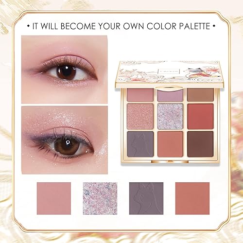Miniatura 5 de Catkin Paletas de sombras de ojos 9 tonos mezclables Sombra de ojos suave de larga duración Maquillaje de ojos mate y purpurina Paletas de