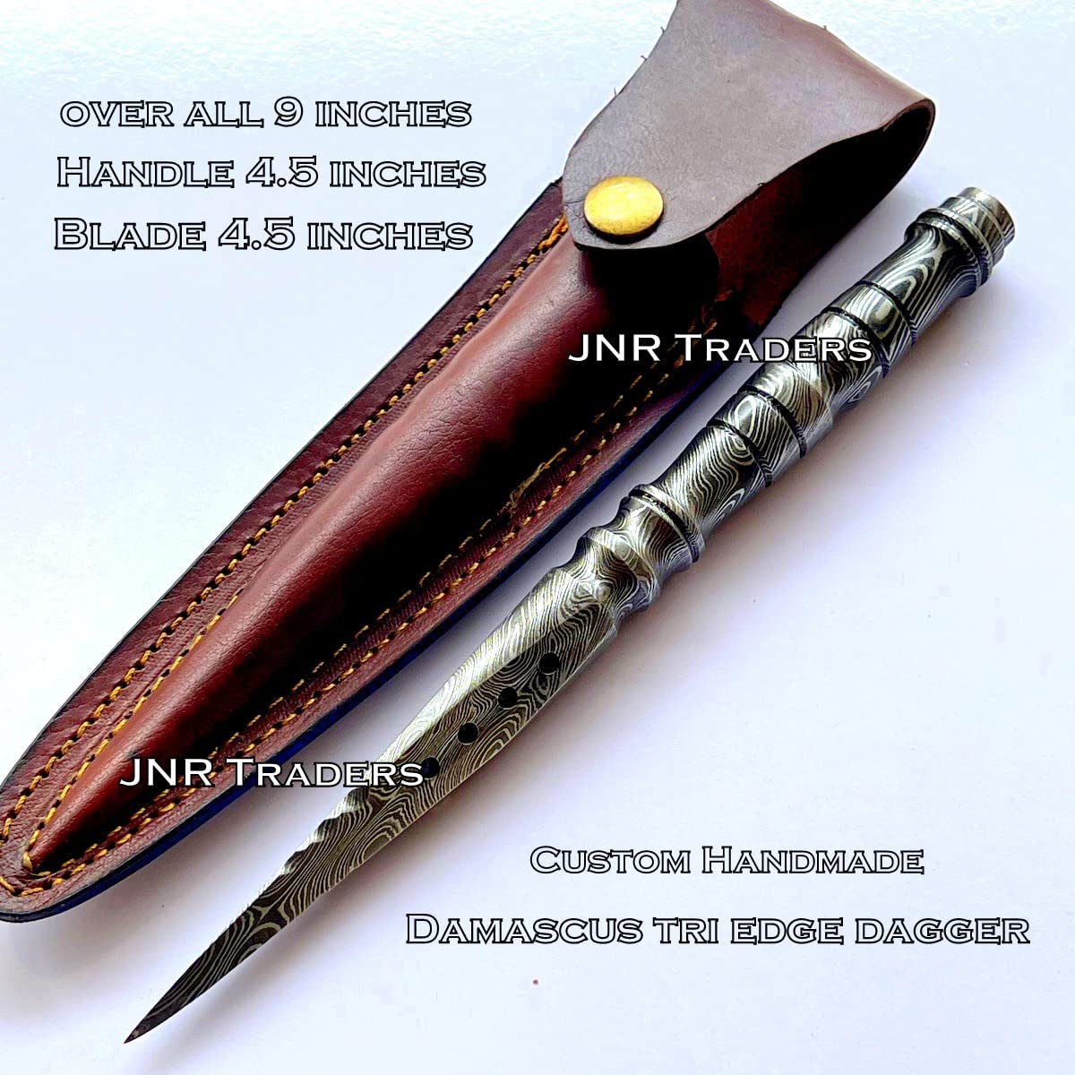 Damascus Fixed Blade Knife Tri Dagger Hand Twisted Pattern Kris