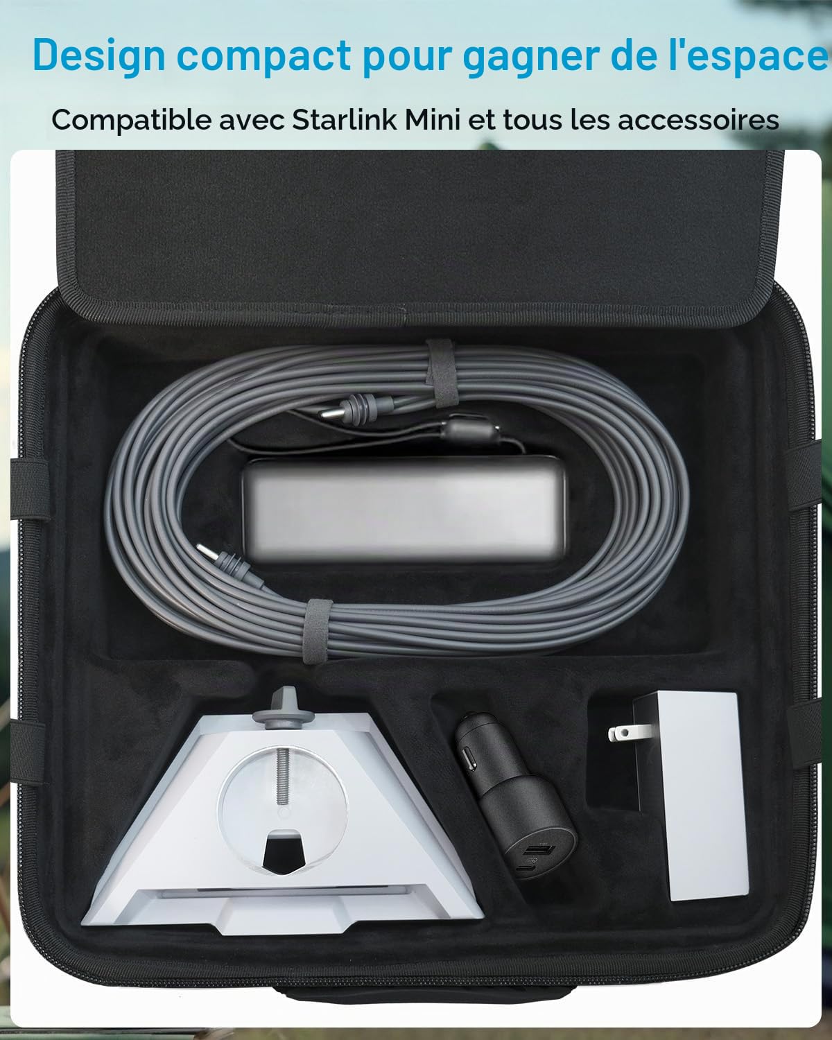 Mwin Starlink Mini Case - Housse de Protection Légère en EVA Résistante aux éclaboussures et aux Chocs avec Bandoulière, Sacoche Portable à Coque Dure pour Les Voyages en Plein air et le Camping, Noir