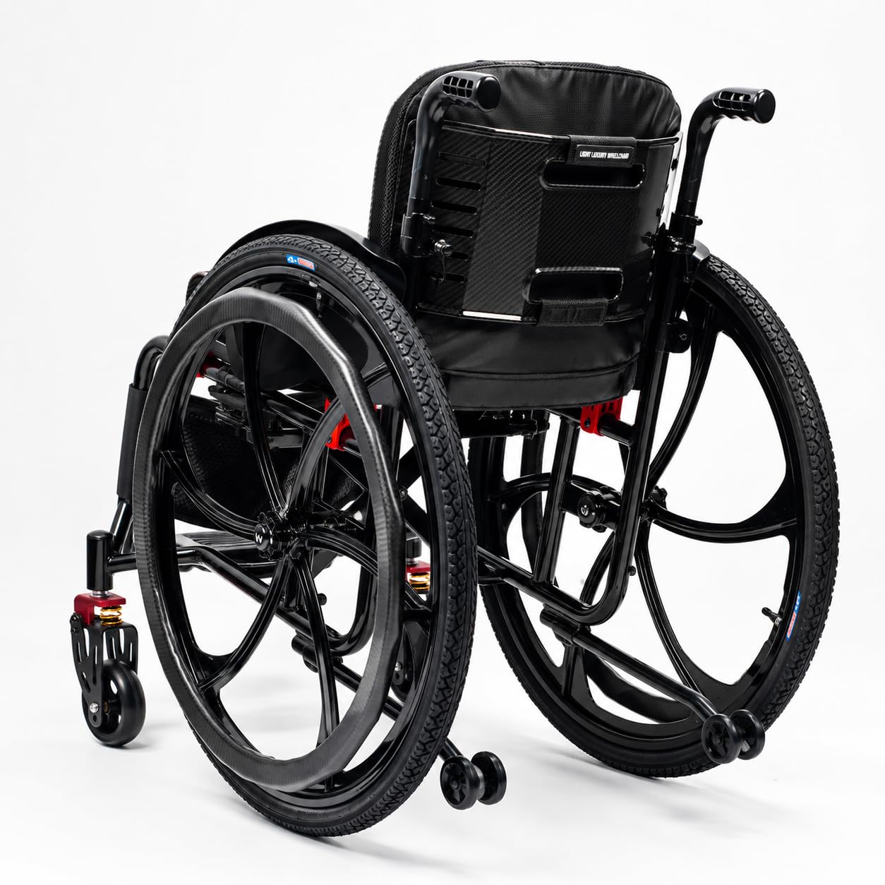 Silla de ruedas deportiva para adultos, silla de transporte plegable ligera con reposapiés, silla de ruedas de viaje portátil, silla de movilidad plegable de fácil transferencia, ancho del asiento de