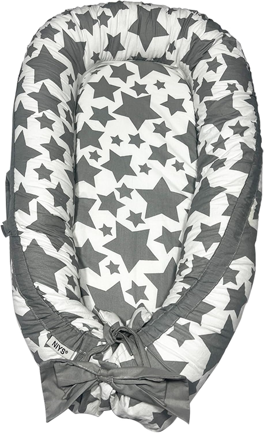Adjustable Baby Lounger -Breathable Co Sleeping Bed-Infant Bassinet for Bed & Baby Nests-Portable, Soft, Durable and Machine Washable - Perfect Shower Gift (Grey Stars)