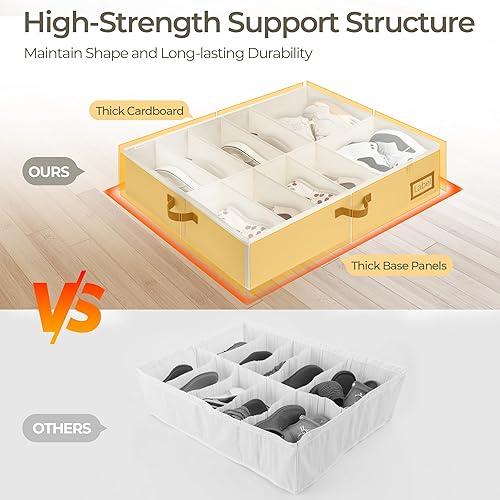 Miniatura 3 de StorageWorks Almacenamiento de zapatos debajo de la cama para armario, paquete de 2 organizadores de zapatos de tela ultra gruesa, contenedores