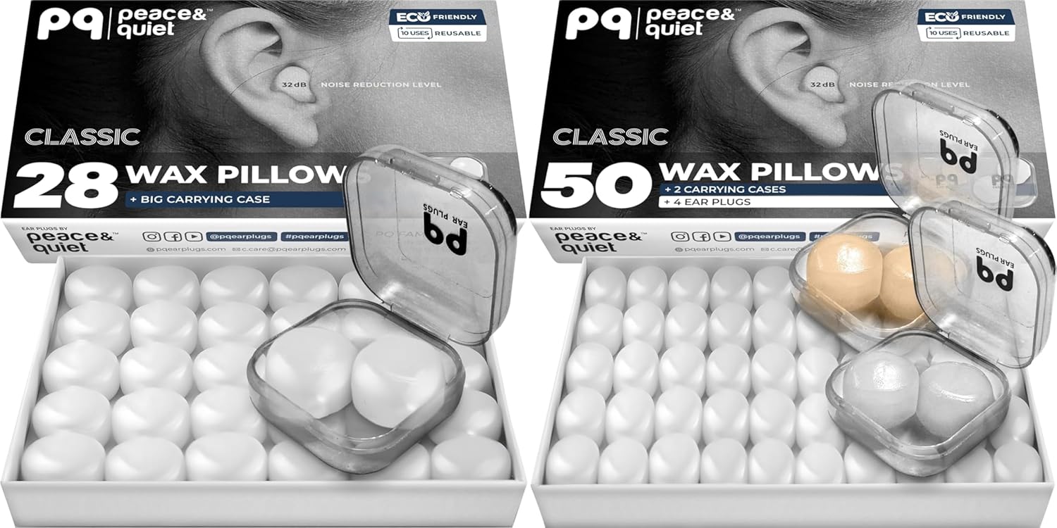 PQ 28 Wax Silicone Ear Plugs & PQ 50 Wax Ear Plugs for Sleeping