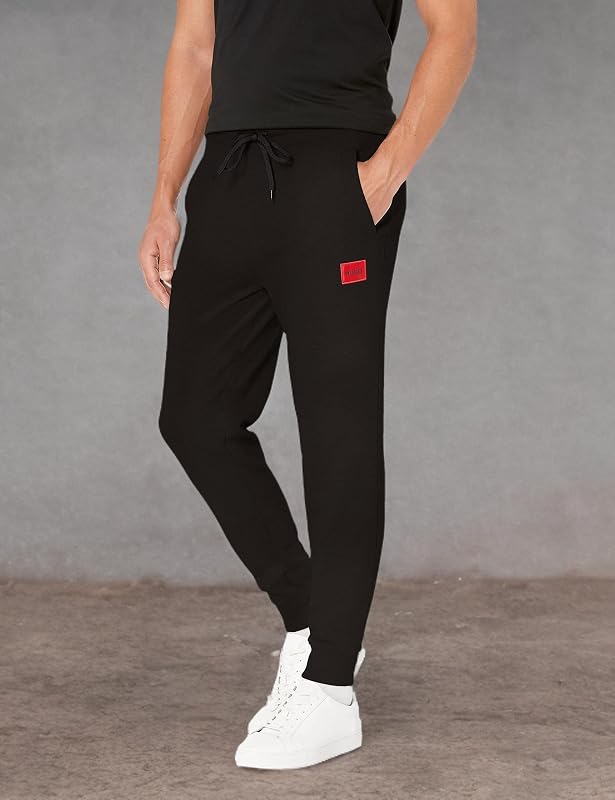 HUGO Boss Mens Regular Fit Square Logo Jersey Drawstring Joggers Sweatpants, Raven Black, X-Large US image 3