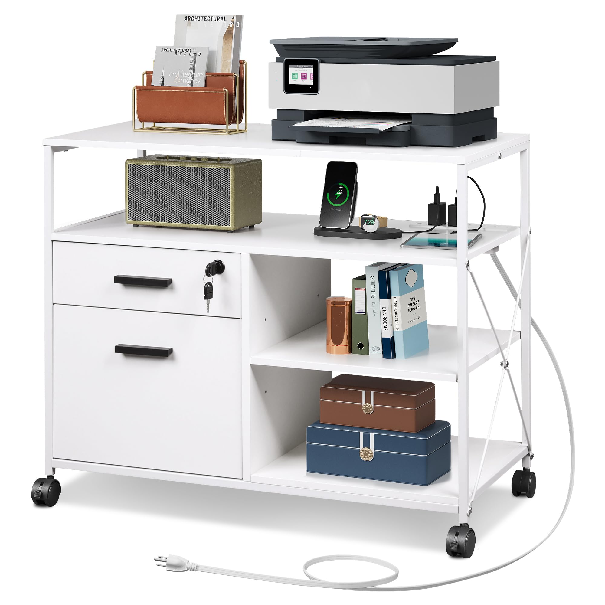 Amazon.com: DEVAISE 2 Drawer Locking File Cabinet with Charging